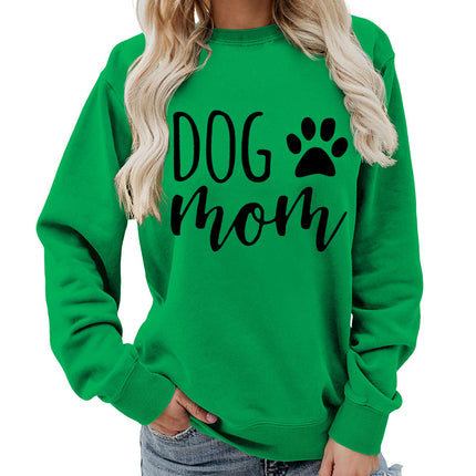 Dog mom printed round neck women's jacket vests foreign trade supply autumn and winter coat casual loose European code cross-border