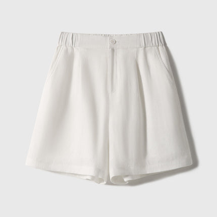 Cross-border 2025 Summer New Breathable Loose White suit Simple Breathable Top Shorts Two-piece Set