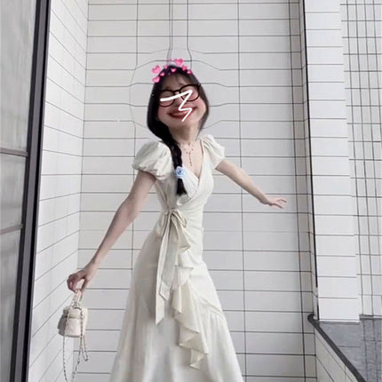 Pear-Shaped Figure White Dress for Women Summer 2024 New Niche Design Super Nice French Style Long Zb