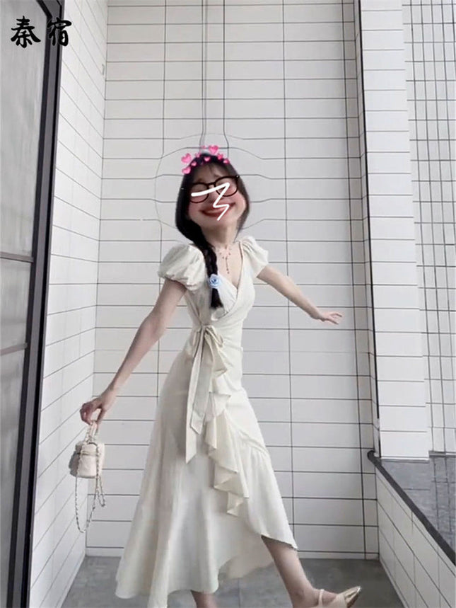 Pear-Shaped Figure White Dress for Women Summer 2024 New Niche Design Super Nice French Style Long Zb
