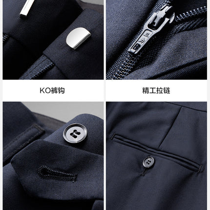Wool Suit Jacket Men's Business Casual Suit High-End Wedding Dress Groom Suit Anti-Wrinkle Tribute Silk Brocade