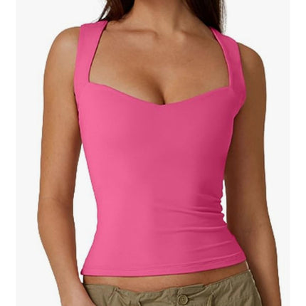 Cross-border European and American Women's Outer Wear Sleeveless Sling Clothing Square Collar Spice Girl Vest Jane Man Inner Wear Pullover Umbilical Top