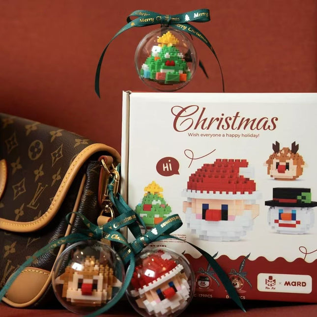 What is the cross-border Christmas building block ball micro-particle assembly puzzle snowman Christmas tree ornaments boys and girls gifts