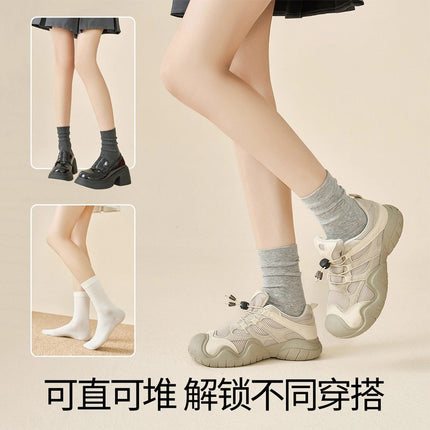 Zhuji Women's Pure Cotton Socks for Spring and Autumn, Handmade Seamless High-Elastic No-Tightening Slouch Socks, Anti-Snag Women's Socks