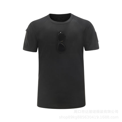 Summer Stretch Short-sleeved T-shirt Men's Loose plus size Tactical Short-sleeved Stretch Quick-drying Military Fan Training Suit T-shirt