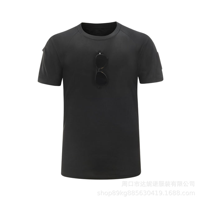 Summer Stretch Short-sleeved T-shirt Men's Loose plus size Tactical Short-sleeved Stretch Quick-drying Military Fan Training Suit T-shirt
