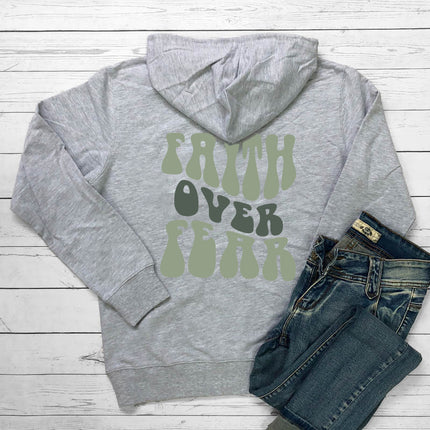 Cross-Border Export Faith over Fear Hoodie Letter Print Kangaroo Flap Pocket Pants Drawstring Print Hoodie