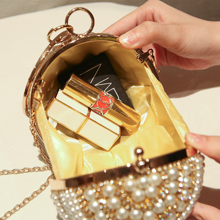 Cross-border Pearl dinner bag diamond bag portable ladies bag chain diagonal bag a generation of hair
