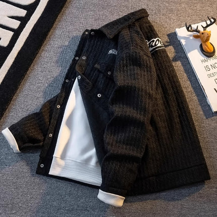 American-style High Street Retro Plaid Jacket Men's High-grade Feeling Fucked Handsome Loose Waffled Jacket Home Figure# XXF009
