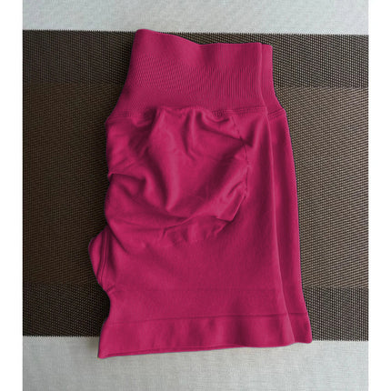 Dfy High-Elastic Matte Nylon Three-Section Waist Pleated Butt-Lifting Seamless Low-Waist Three-Point Fitness Yoga Shorts