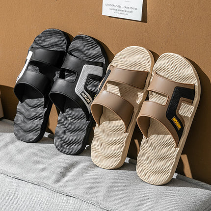 Large Size Men's Slippers Men's Sandals and Slippers for Outer Wear Massage One-Word Thick Bottom Non-Slip Household Bathing Sandals for Summer for Youth