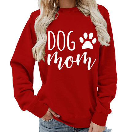 Dog mom printed round neck women's jacket vests foreign trade supply autumn and winter coat casual loose European code cross-border