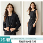 8229 black suit + dress comes with belt / S