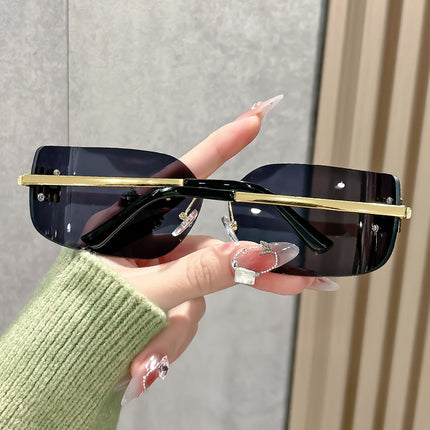 Curved Surface Frameless Sunglasses Women's 2025 New Suit Fit Square Face High Sense Large Frame Small Women's Sunglasses