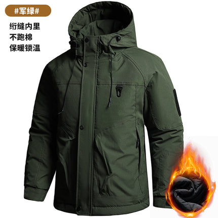 Autumn and Winter Tactical Camouflage Cotton Jacket Men's Cotton Jacket Jacket Cotton Jacket Hooded Jacket Thickeneded Work Clothes Outdoor
