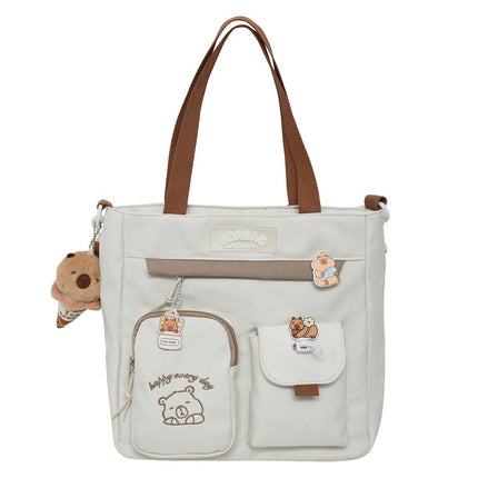 Ins Style School Bag for Girls, Versatile Color-Blocking Large-Capacity Backpack for Middle School and High School Students, Campus Style