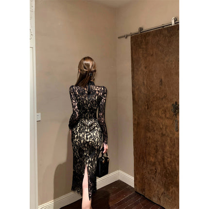 Sexy and Stylish Dress 2025 Autumn and Winter New Model Socialite Lace Slimming Women's Bodycon Pencil Skirt
