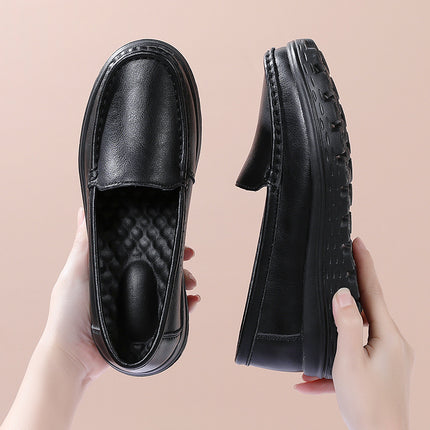 Nurse Shoes for Women, Hollow-Out White Soft-Soled Breathable Non-Tiring Non-Slip Thick-Soled Height-Increasing Medical Black Work Shoes for Mothers