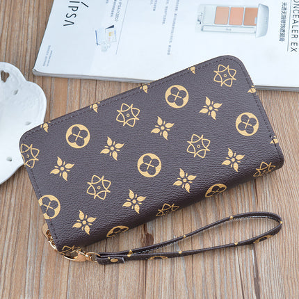 New Wallet Women's Long Double Zipper Clutch Bag Fashion Printed Large Capacity Double Layer Wallet Change Mobile Phone Bag