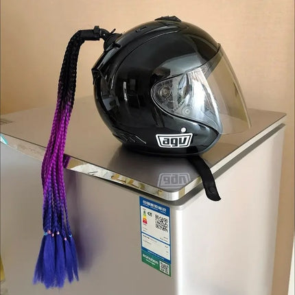 Helmet dirty braid men's and women's helmet decoration ponytail helmet small braid wig motorcycle motorcycle cool personality