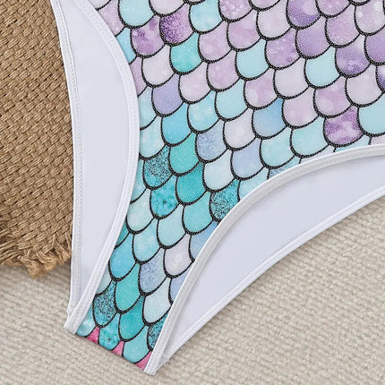 European and American 2025 New Super Fairy Ins High-value Mermaid Colorful Gradient Conjoined Triangle Racing Swimsuit for Women