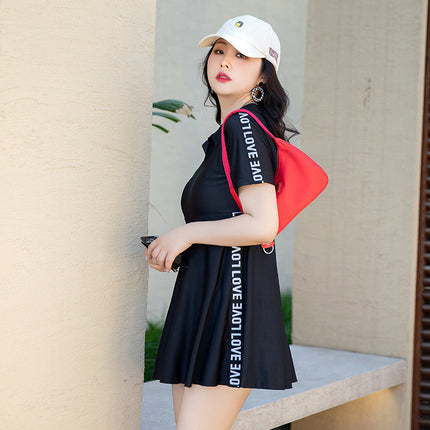Swimsuit women's summer split conservative plus size chubby girl slimming belly covering sports meat covering 2022 new swimming suit hot spring