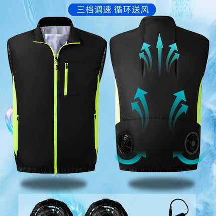 New Cooling Vest Sleeveless Air-conditioning Suit Summer Outdoor Heat Prevention and Cooling Work Clothes Labor Protection Fishing Clothing Cross-border Batch