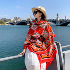 M184-03 color block square-red and black / 180*90cm
