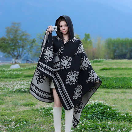 Ethnic Style Shawl Cape for Women, Suitable for Outdoor Wear, Yunnan Lijiang Xinjiang Xizang Travel Photography, Stylish Scarf for Women