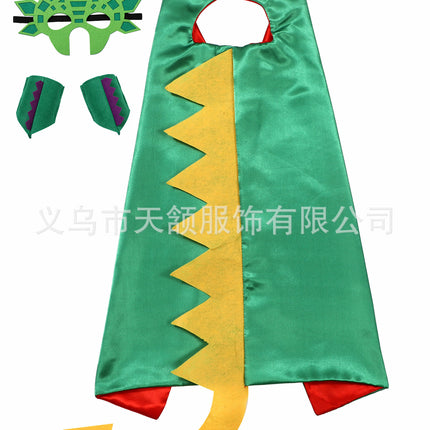 Children's Halloween Carnival Dinosaur Cape Costume Props Funny Green Dinosaur Eye Mask Wrist Cosplay