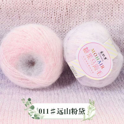 Candy Mohair Section Dyed Wool Hand-Knitted Sweater Cardigan Colorful Gradient Wool Thread Fine Wool Thread