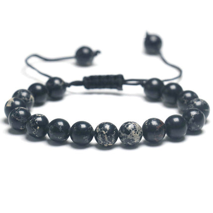 Amazon Hot Selling Natural Stone Beaded Bracelet 8mm Adjustable Size Blue Pine Volcanic Stone Bracelet Manufacturers in stock