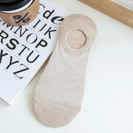 Spring and Summer Thin Invisible Socks Silicone Non-slip Non-falling Japanese Fashionable Striped Shallow Mouth Low-side Candy Color Women's Boat Socks