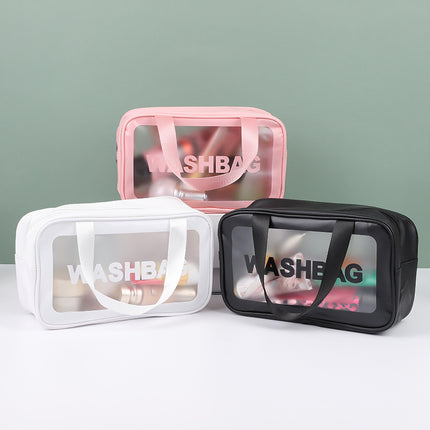 PU cosmetic bag large capacity dry and wet separate wash bag PVC transparent frosted bath bag travel portable storage bag