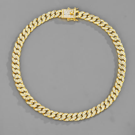 Full diamond Cuban chain European and American hipster hip-hop rap jewelry 10mm Cuban hip-hop jewelry wholesale necklace female Joker