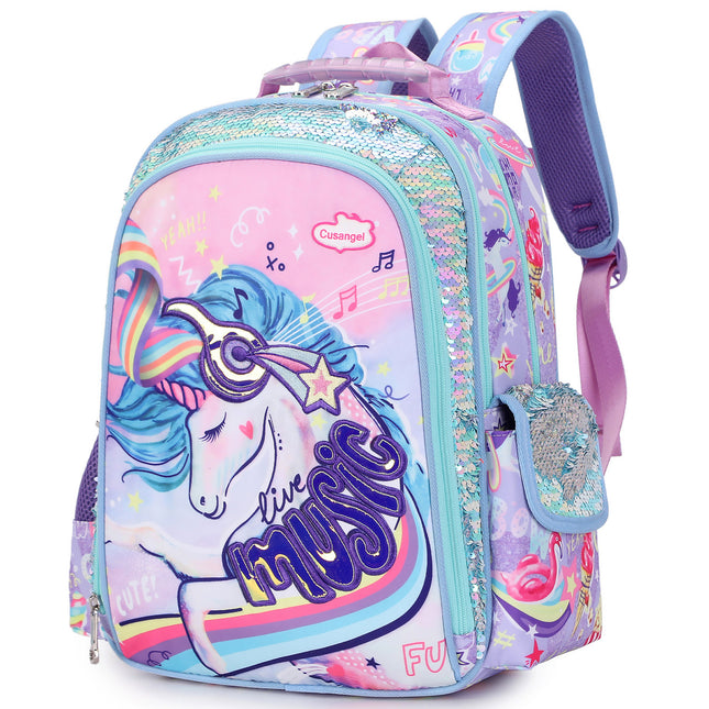 2025 New Primary School Bags for Grades 1, 2, 3 to 6, Burden Reduction and Spine Protection Children's Backpack Unicorn Backpack