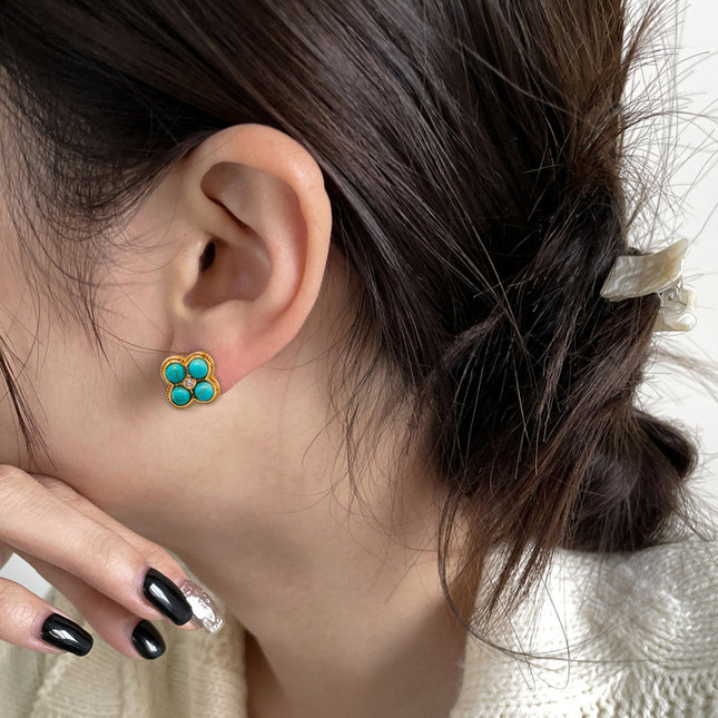New Chinese Style Retro Style Turquoise Earrings, Charming Classic Niche Design, New Summer Style Bohemian Style