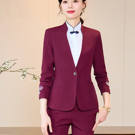 Blue Ladies Professional Suit Vest suit Hotel Front Desk KTV Reception Chinese Restaurant Waiter Work Clothes