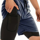 Kd60010 fake two-piece shorts-navy blue / Xs (domestic size m)