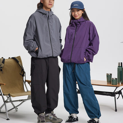 Ru Meng Du Pont Three-proof Charge Clothes Spring and Autumn Outdoor Camping Jacket Coat Waterproof Breathable Mountaineering Suit for Couple Solid Color