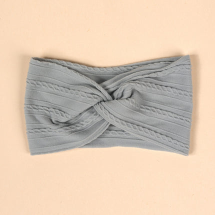Cross-Border Kidsren's Hair Accessories European and American Popular Baby Cross Headband Jacquard Twist Bow Baby Pure Color Hairband