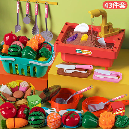 Cross-border Children's Play-house Fruit Chicing Simulation Kitchen Stove Girl Vegetable Cake Pizza Toy suit