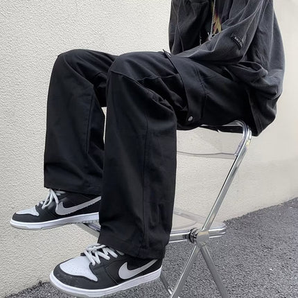 Casual Pants Men's 2022 Autumn New Handsome Loose Hong Kong Style Tooling Drawstring Teenager Leggings