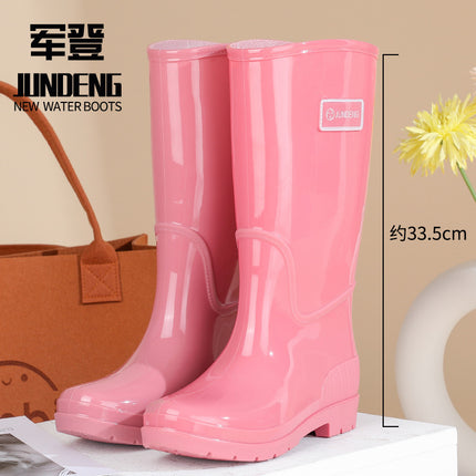 New Cross-Border Fashion Women Rain Shoes High Tube Women's Rain Boots Non-Slip Waterproof Pvc Warm Water Shoes