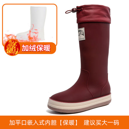 Korean fashion couple waterproof rain shoes non-slip outdoor camping rubber shoes all-match cotton warm water shoes Taobao cross-border