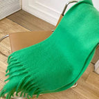 Mohair solid color scarf thickened-green
