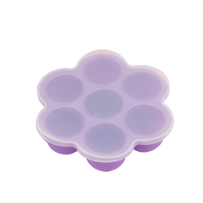 7-hole silicone food supplement box with lid ice cube children's fruit snack food supplement box sealed fresh-keeping box ice hockey mold