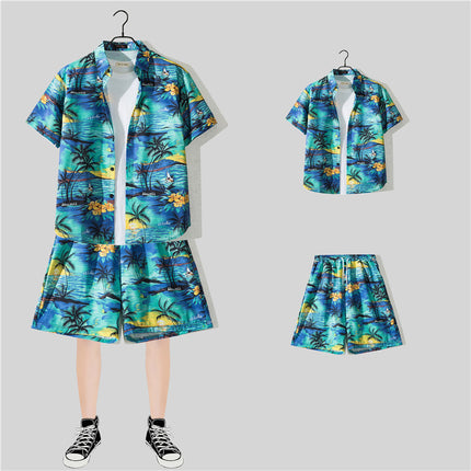 Short-sleeved Flower Shirt Hainan Island Clothing Beach Clothing Sanya Summer Weifeng Thailand Travel Men's Couple Summer Thin suit