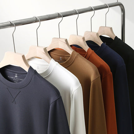 Spring and Autumn Simple Solid Color Sports Crewneck Sweater Men's Casual Loose All-match Pullover Hat All-match Top