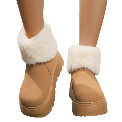 Thick-Soled Snow Boots for Women 2025 New Winter Export Large Size Fleece-Lined Warm Fur Short Cotton Boots Ready for Sale